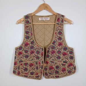 Free People Vest Women Small Quilted Floral Boho Cottagecore Lagenlook